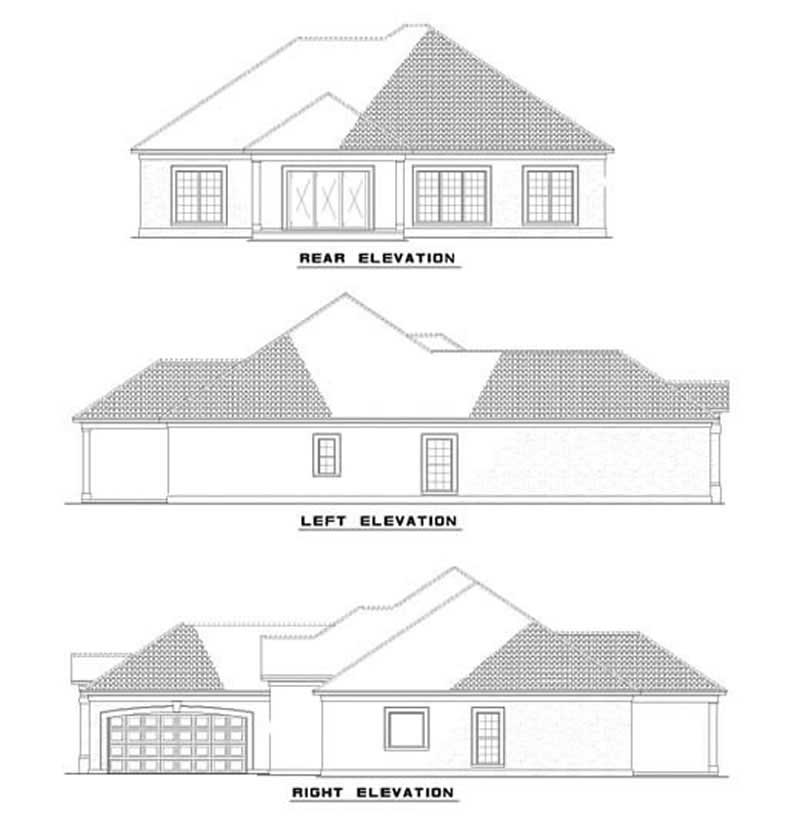 Home Plan Elevations of this 3-Bedroom,2056 Sq Ft Plan -153-1184