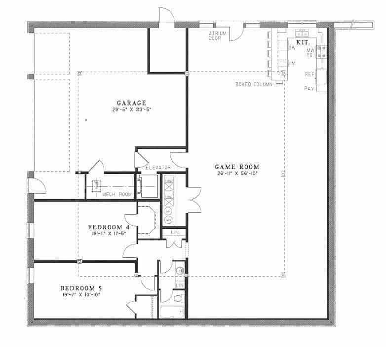 Floor Plan Walk-Out Basement of Southern Plan #153-1187