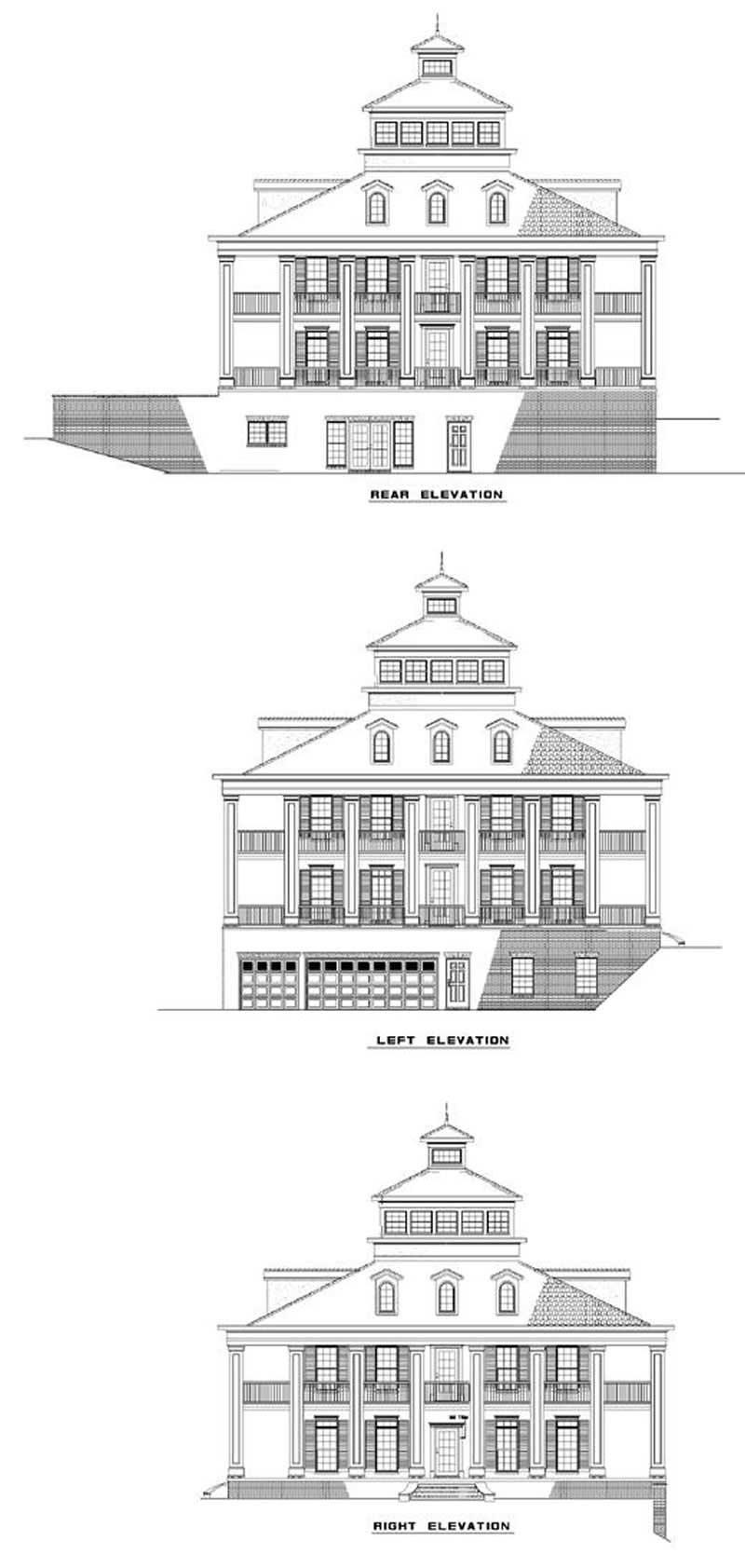 Home Plan Elevations of this 5-Bedroom,7433 Sq Ft Plan -153-1187
