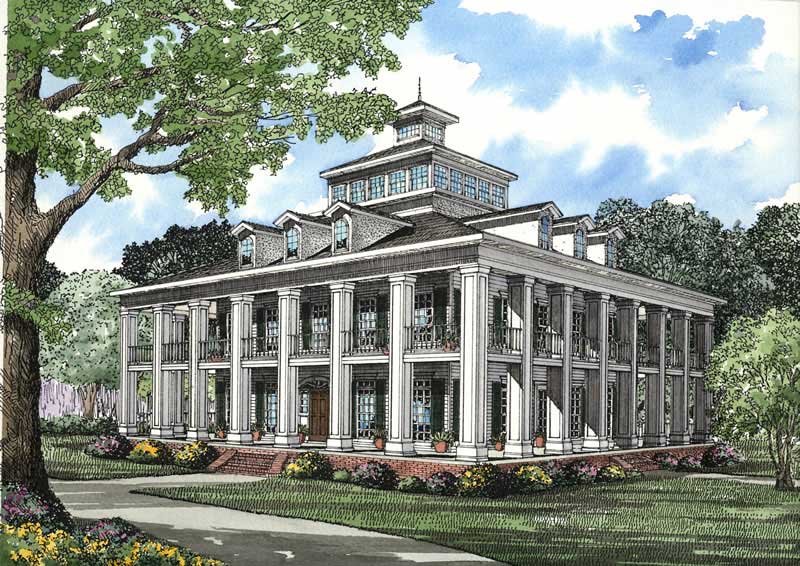 Southern Plantation home (ThePlanCollection: Plan #153-1187)