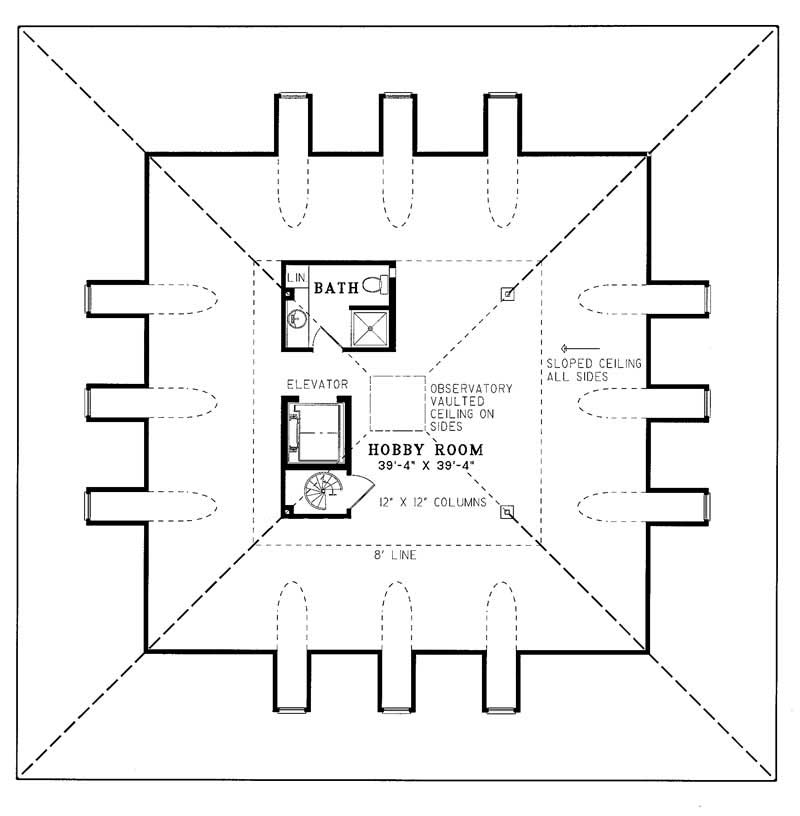 Floor Plan Third Story of Southern Plantation Plan #153-1187