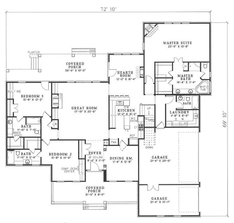 Floor Plan First Story of Luxury Plan #153-1189