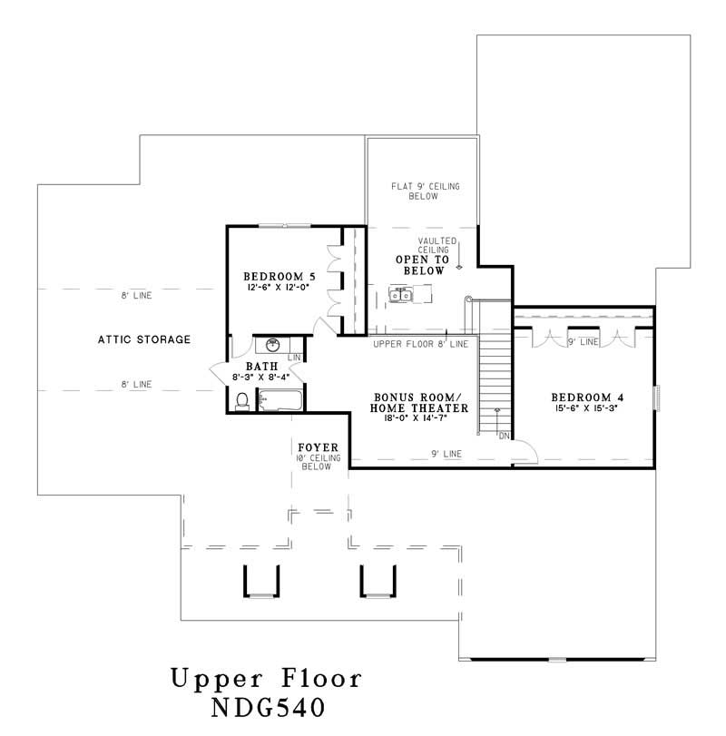 Floor Plan Second Story of Luxury Plan #153-1189