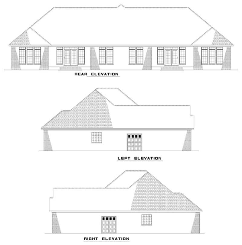 Home Plan Exterior Elevations of this 3-Bedroom,1481 Sq Ft Per Unit Plan -153-1192