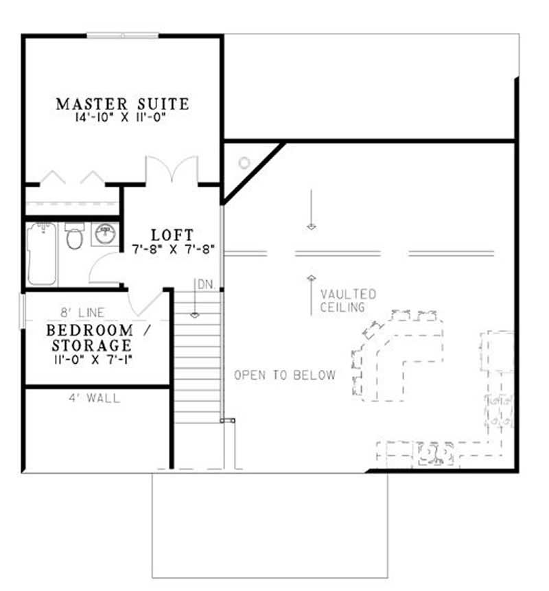 Floor Plan Second Story of Log Cabin Plan #153-1196