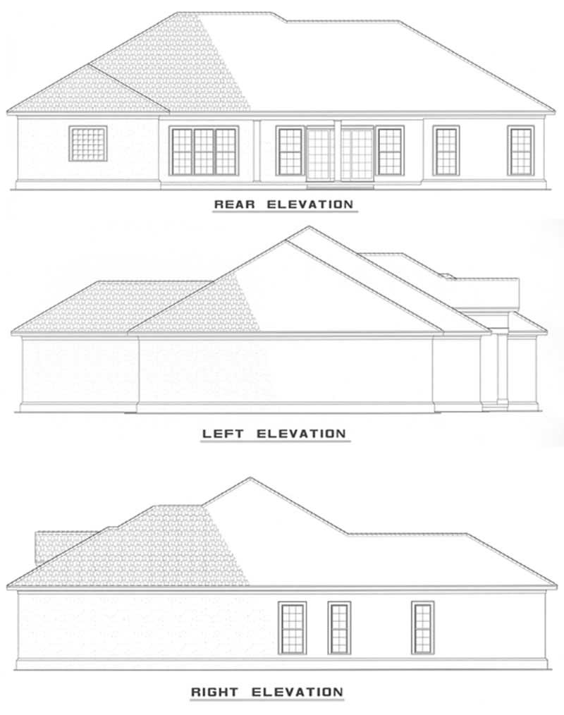 Home Plan Rear Elevation of this 4-Bedroom,2388 Sq Ft Plan -153-1198