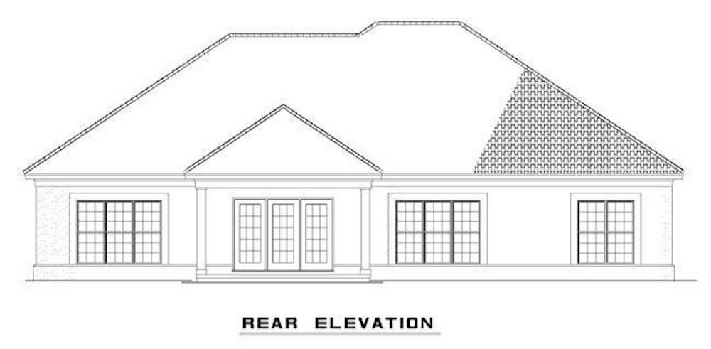 Home Plan Rear Elevation of this 3-Bedroom,2059 Sq Ft Plan -153-1200