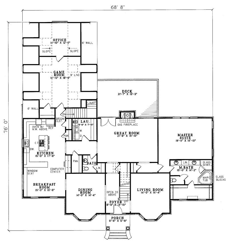 Floor Plan First Story of European Plan #153-1202