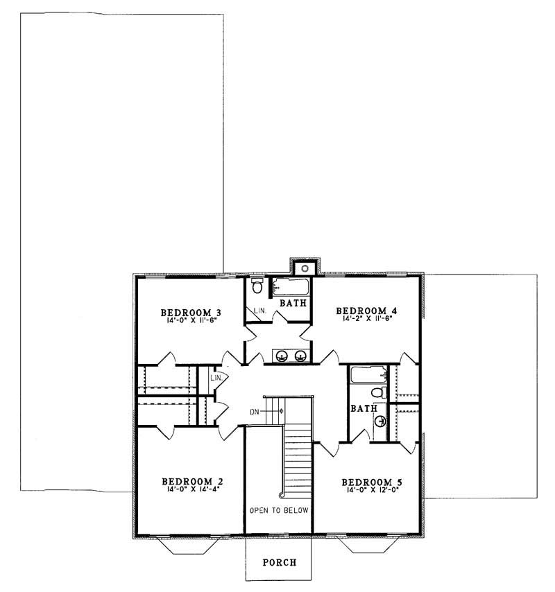 Floor Plan Second Story of European Plan #153-1202