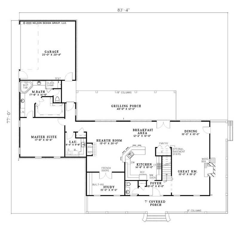 Floor Plan First Story of Country Plan #153-1203