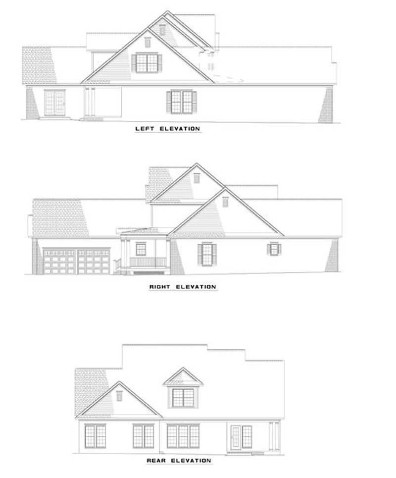 Home Plan Exterior Elevations of this 4-Bedroom,3206 Sq Ft Plan -153-1204