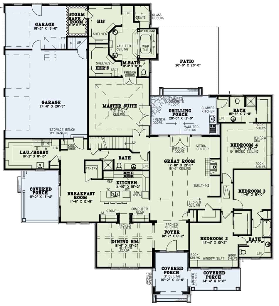 Floor Plan First Story of Country Plan #153-1205