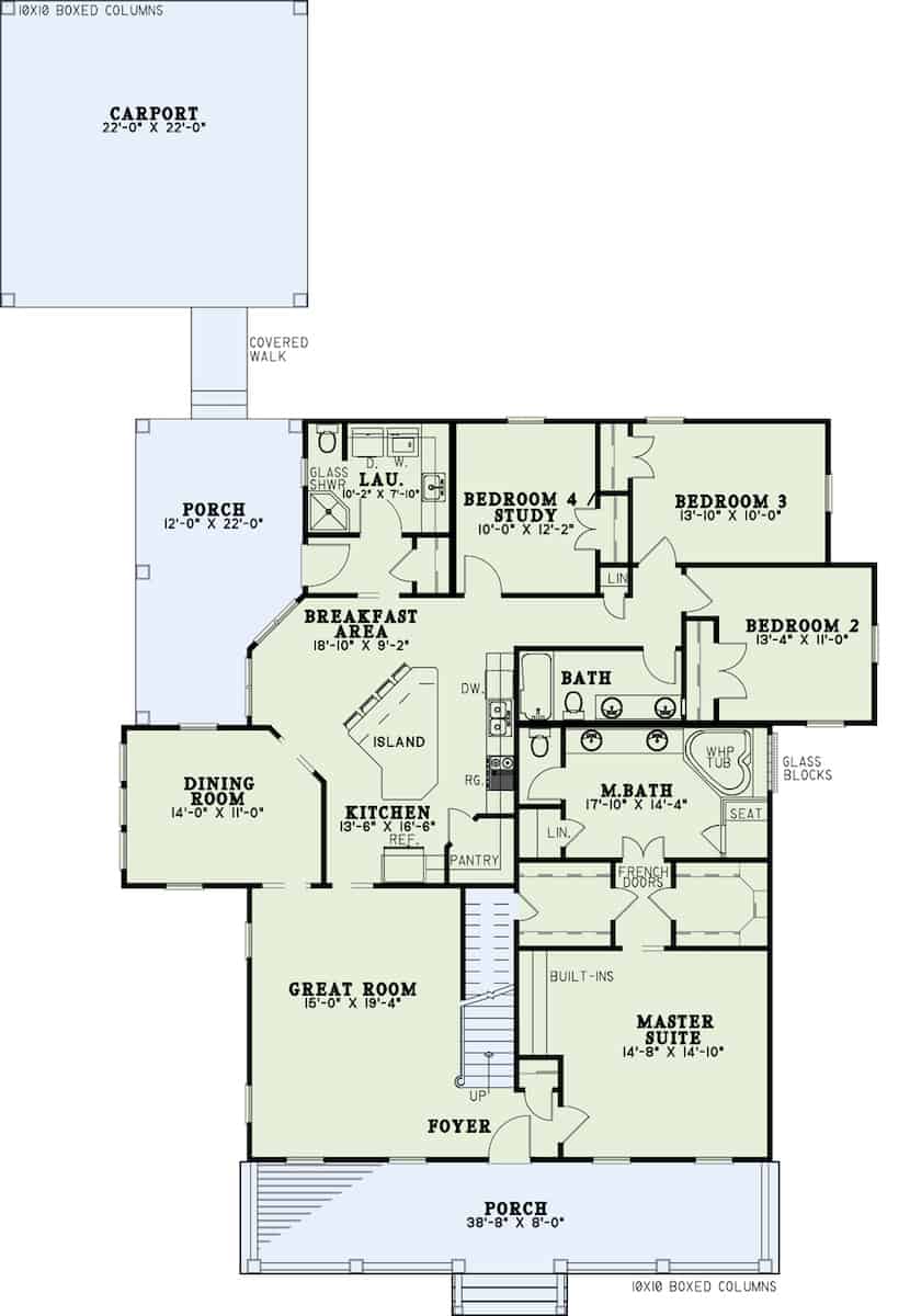 Main Level of Cape Cod Plan #153-1206