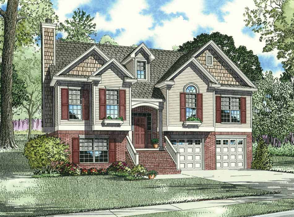 Front elevation of Contemporary home (ThePlanCollection: House Plan #153-1212)