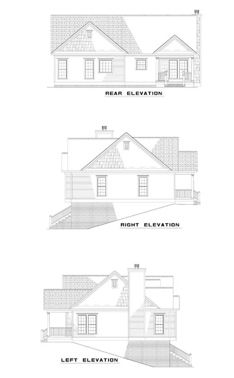 Home Plan Exterior Elevations of this 3-Bedroom,1596 Sq Ft Plan -153-1212