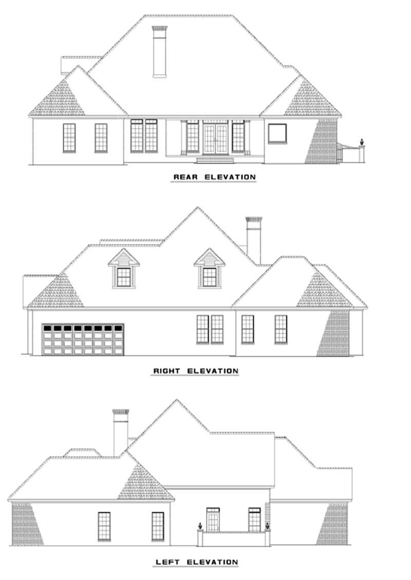 Home Plan Rear Elevation of this 4-Bedroom,2606 Sq Ft Plan -153-1213
