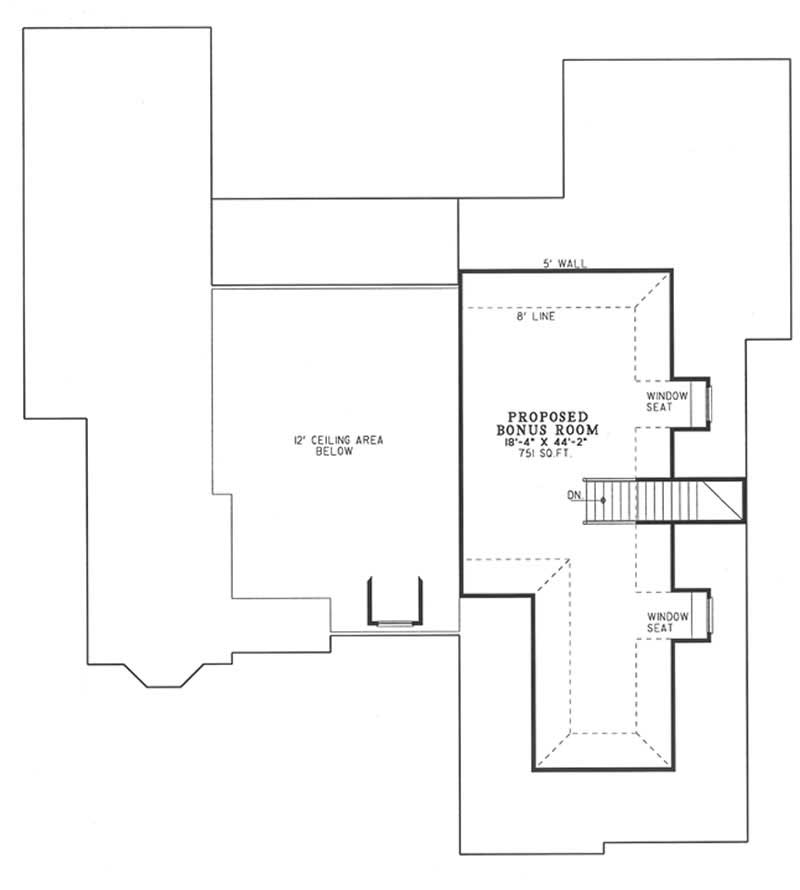 Floor Plan Second Story of European Plan #153-1213