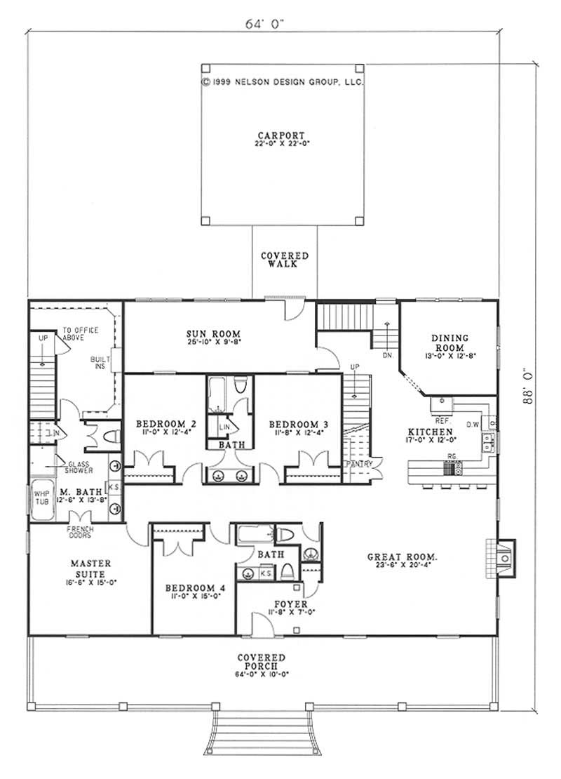 Floor Plan First Story of Country Plan #153-1214