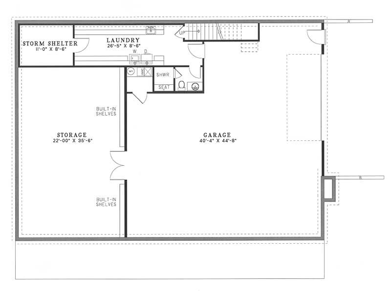 Floor Plan Basement of Country Plan #153-1214