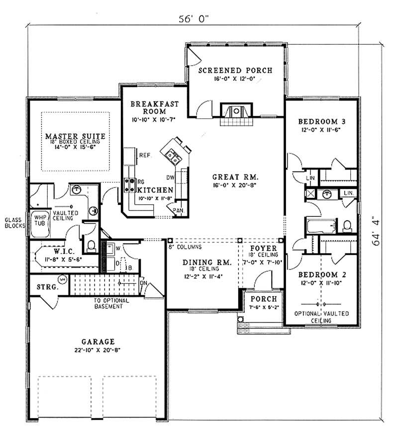 Floor Plan First Story of French Plan #153-1215