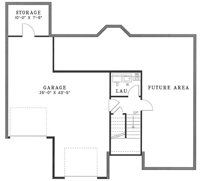 Floor Plan Basement of Small House Plans #153-1217