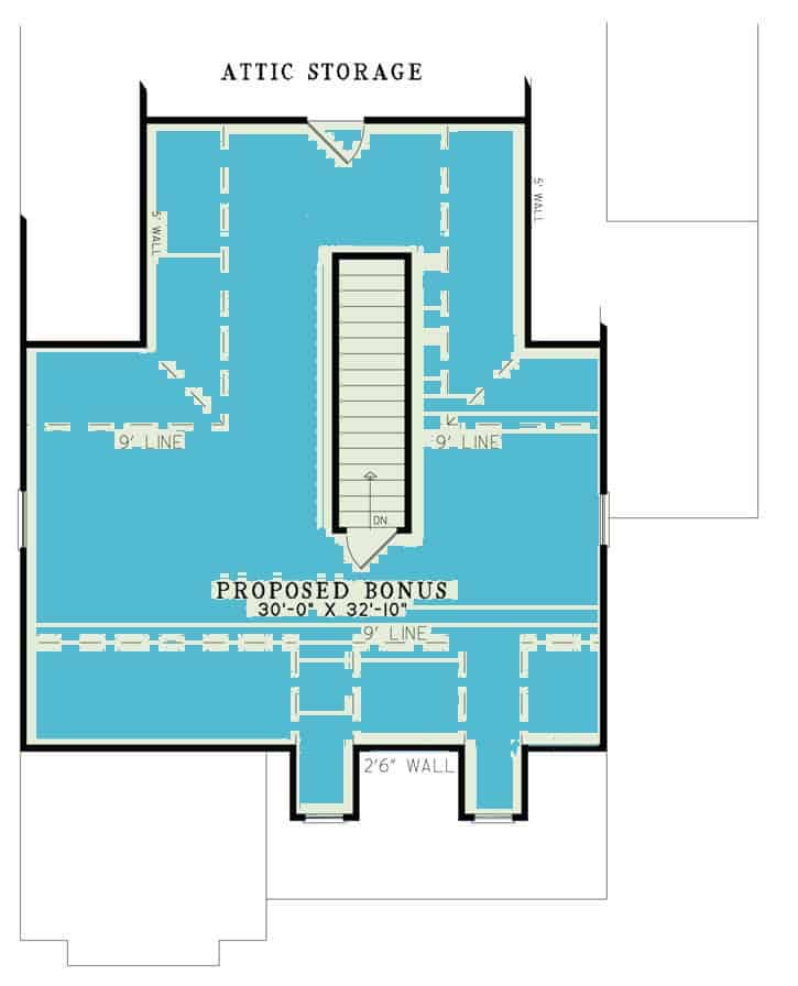Floor Plan Bonus Room of Country Plan #153-1221