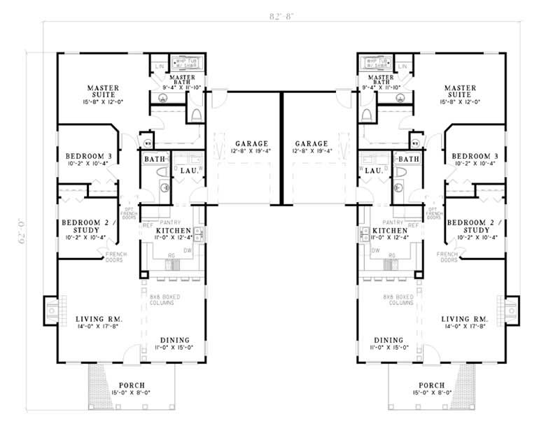 Floor Plan First Story of Multi-Unit Plan #153-1223
