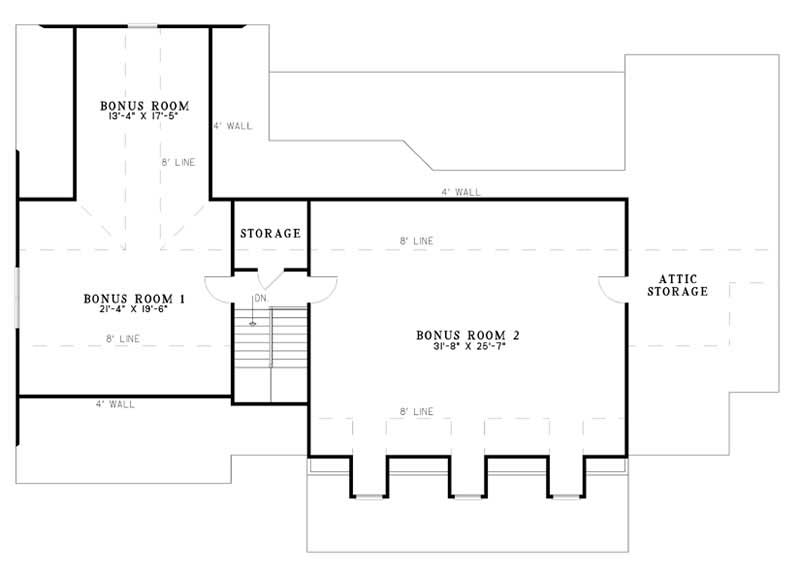 Floor Plan Second Story of Country Plan #153-1224