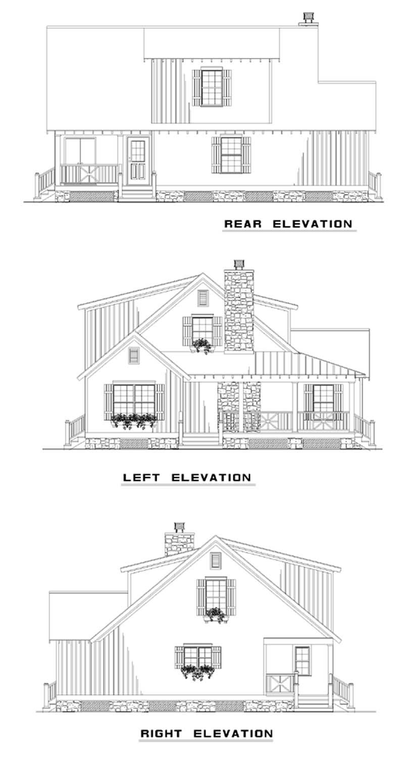 Home Plan Rear Elevation of this 4-Bedroom,1472 Sq Ft Plan -153-1226