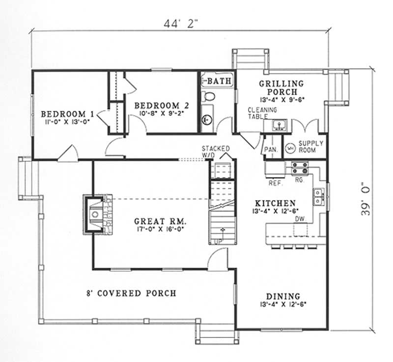 Floor Plan First Story of Country Plan #153-1226