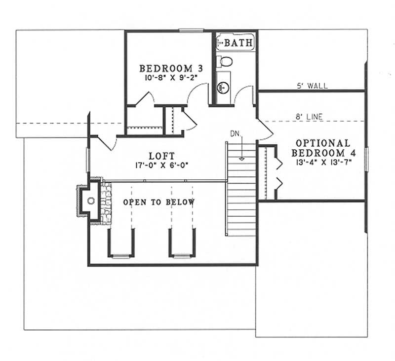 Floor Plan Second Story of Country Plan #153-1226