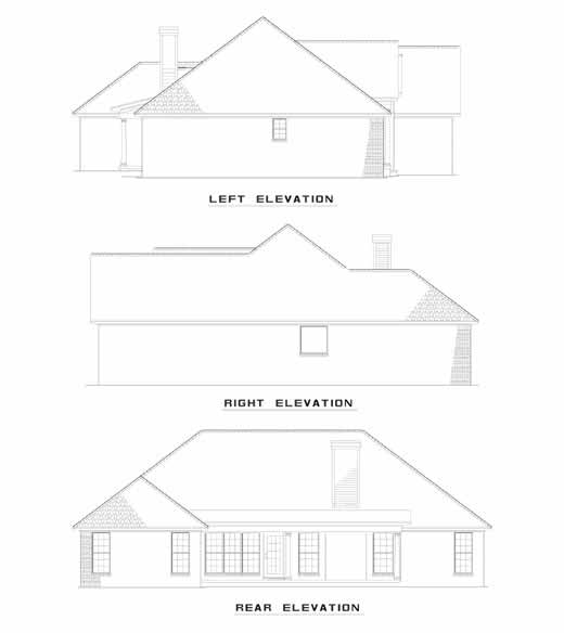 Home Plan Rear Exterior Elevations of this 3-Bedroom,1739 Sq Ft Plan -153-1228