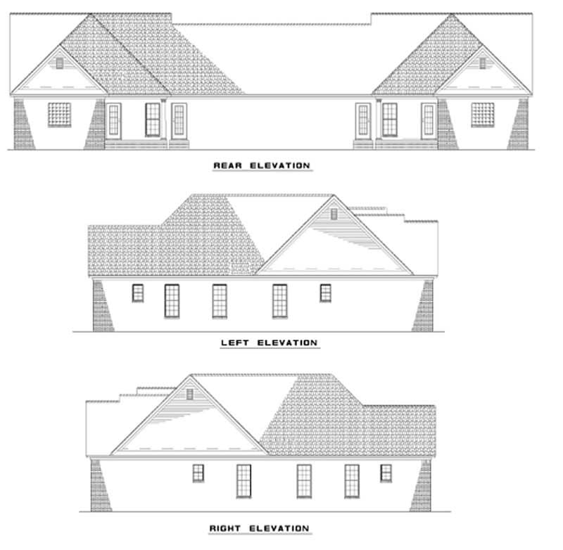 Home Plan Rear Elevation of this 6-Bedroom,1452 Sq Ft Plan -153-1229