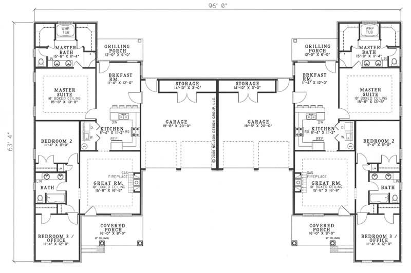 Floor Plan First Story of Multi-Unit Plan #153-1229