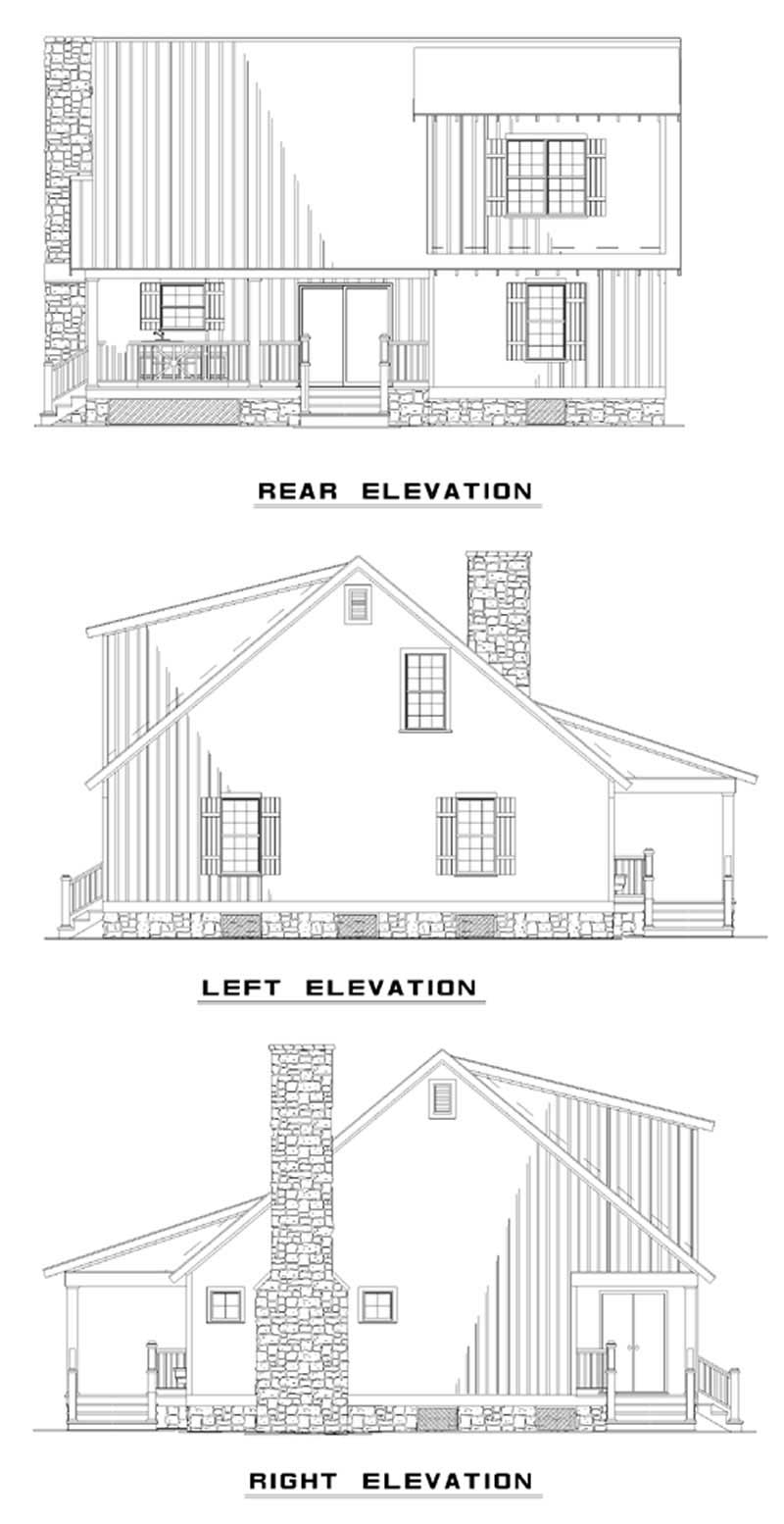 Home Plan Rear Elevation of this 3-Bedroom,1374 Sq Ft Plan -153-1230