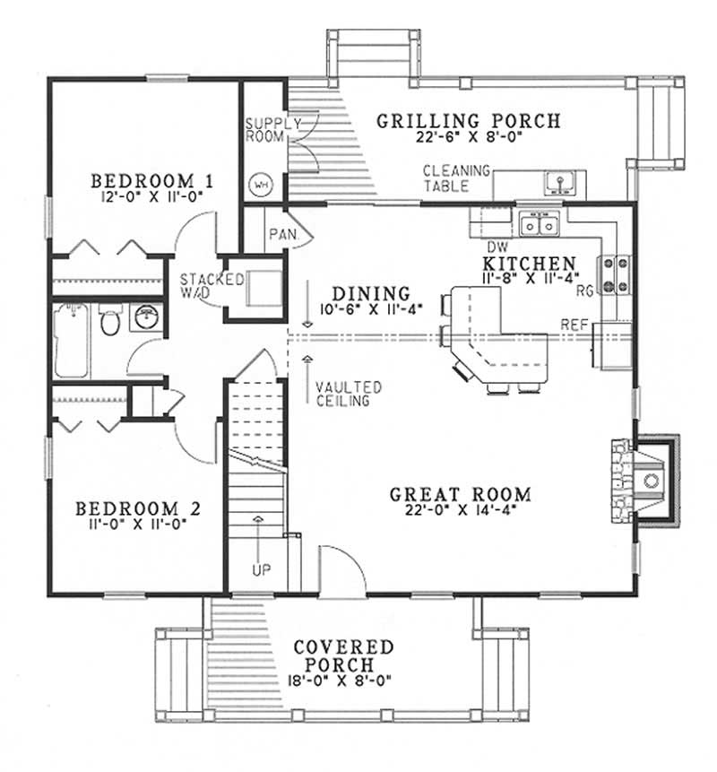 Floor Plan First Story of Cottage Plan #153-1230