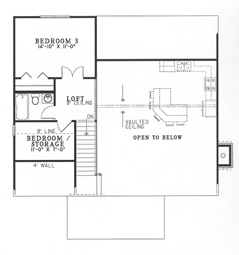 Floor Plan Second Story of Cottage Plan #153-1230