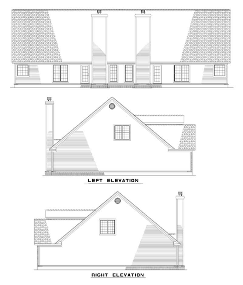 Home Plan Exterior Elevations of this 3-Bedroom,1897 Sq Ft Per Unit Plan -153-1232