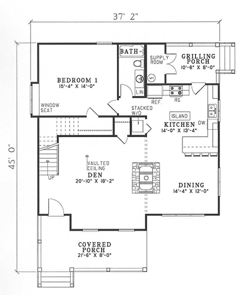 Floor Plan First Story of Small House Plans #153-1240