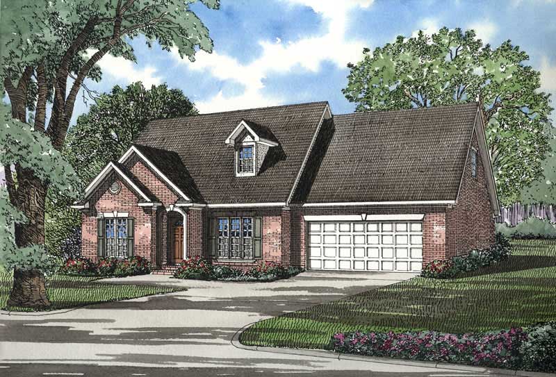 Front elevation of French home (ThePlanCollection: House Plan #153-1242)