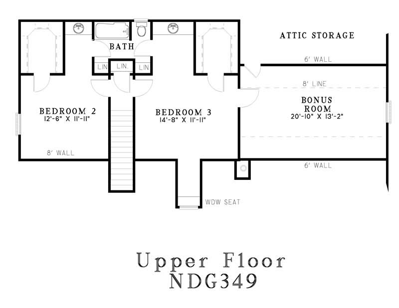 Floor Plan Second Story of French Plan #153-1242