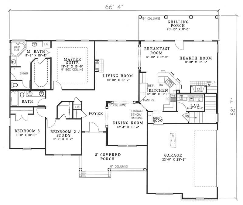 Floor Plan First Story of Country Plan #153-1247
