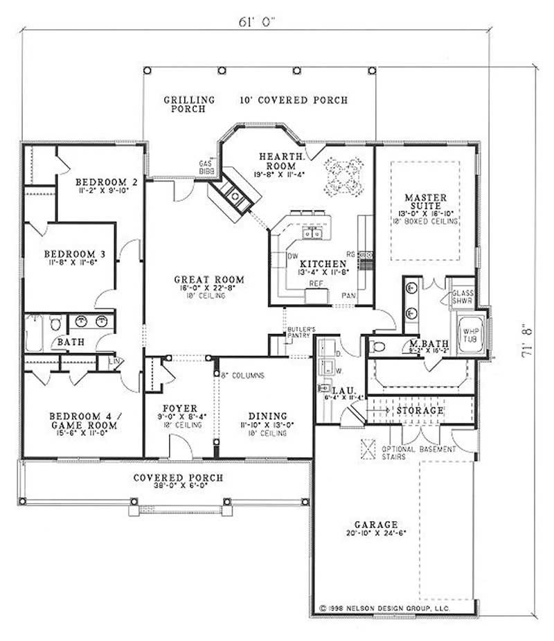 Floor Plan First Story of European Plan #153-1252