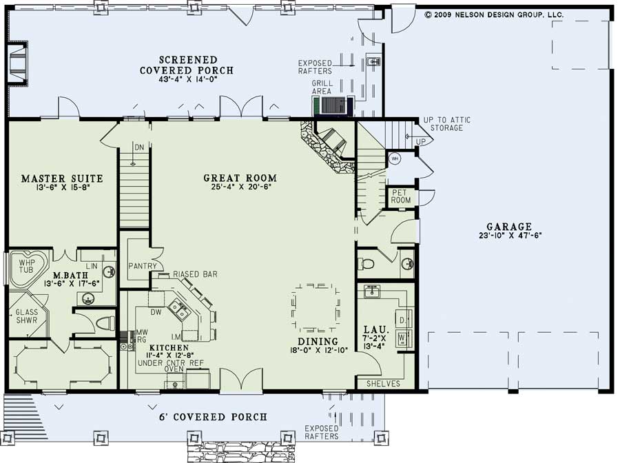 Floor Plan First Story of Country Plan #153-1254