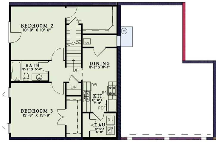 Floor Plan Basement of Country Plan #153-1254