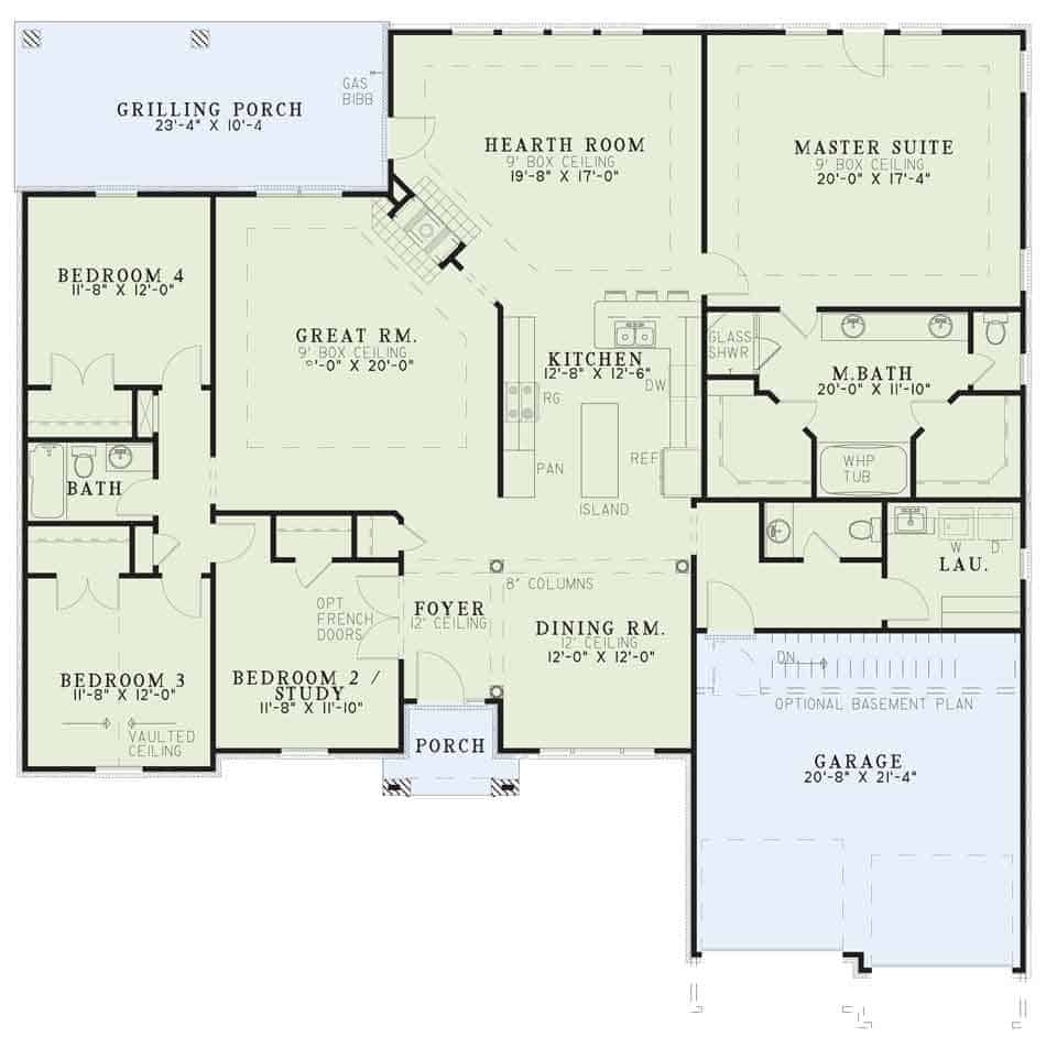 Main Level of French Plan #153-1255