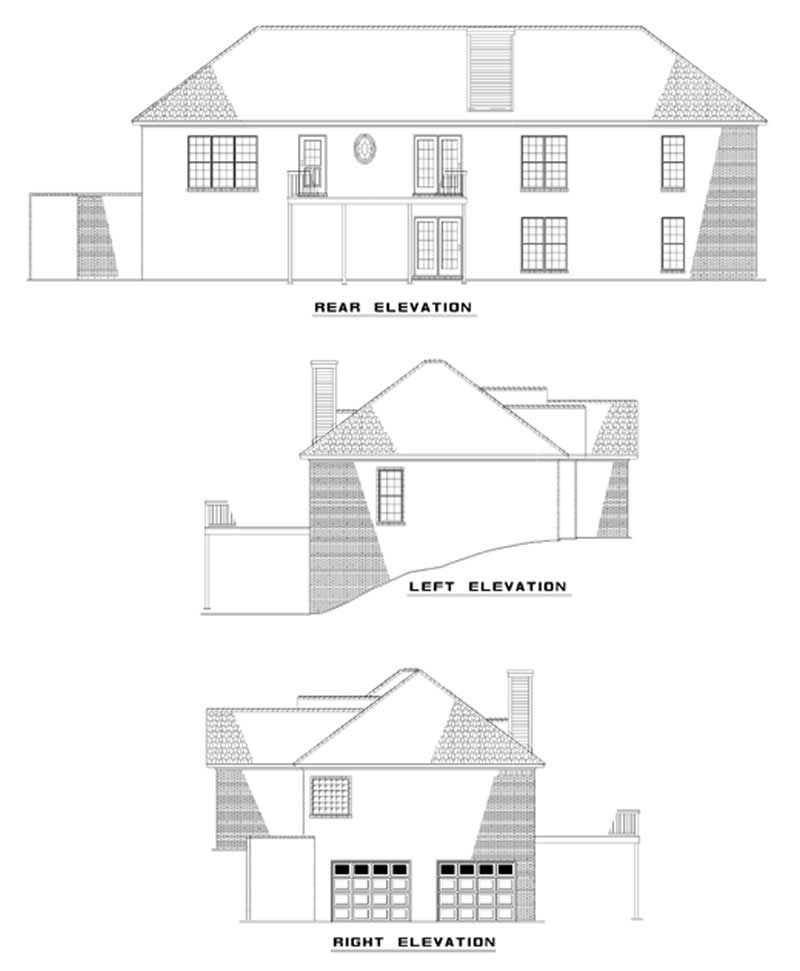 Home Plan Rear Elevation of this 4-Bedroom,2005 Sq Ft Plan -153-1256