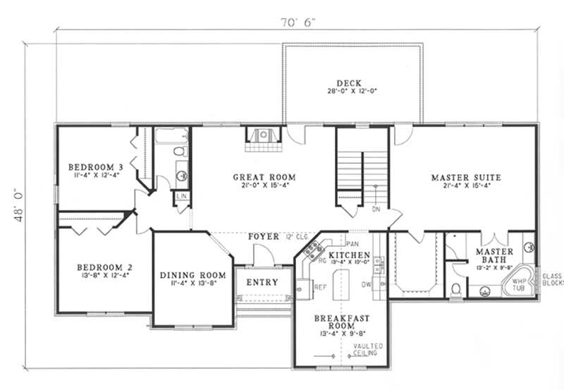 Floor Plan First Story of French Plan #153-1256