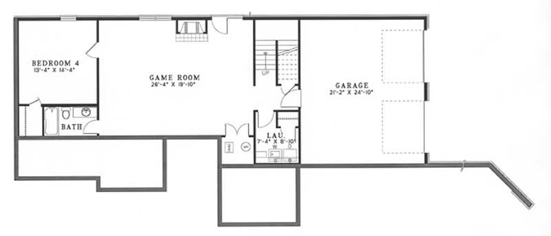Floor Plan Basement of French Plan #153-1256
