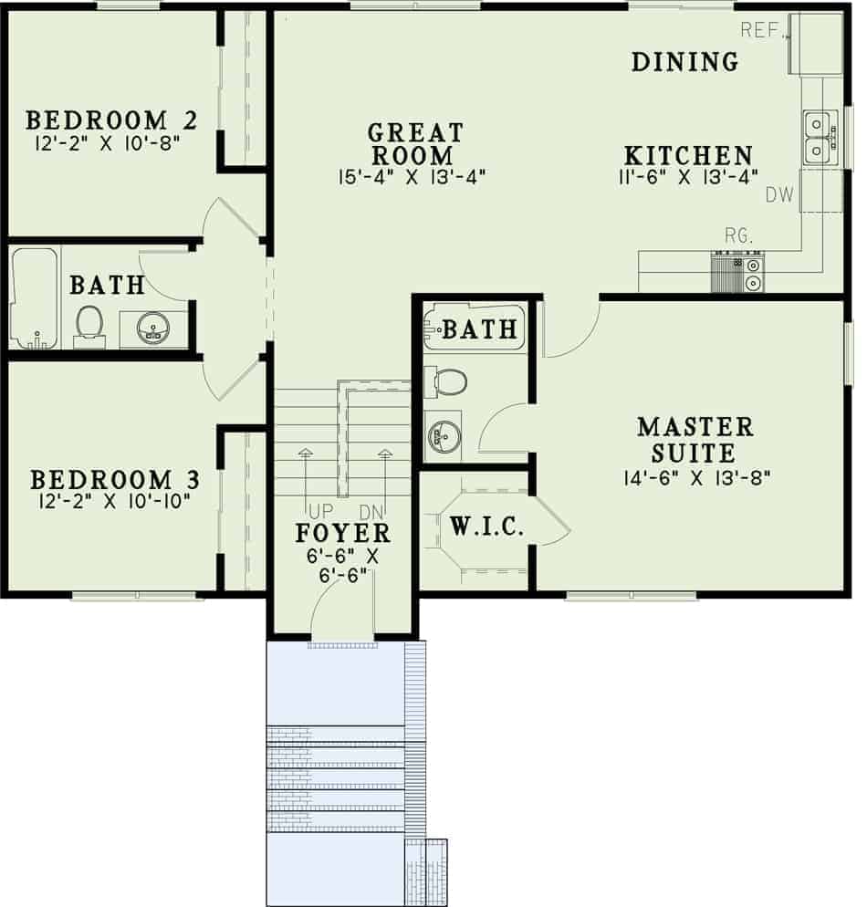 Floor Plan First Story of Colonial Plan #153-1258